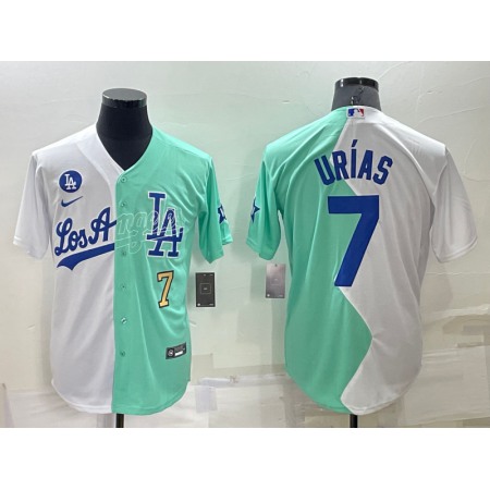 Men's Los Angeles Dodgers #7 Julio Urias 2022 All-Star White/Green Cool Base Stitched Baseball Jersey