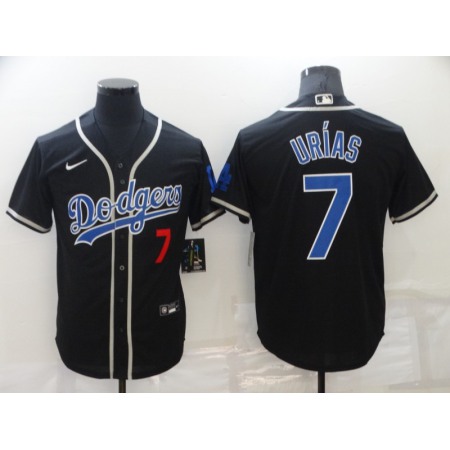 Men's Los Angeles Dodgers #7 Julio Urias Black Cool Base Stitched Baseball Jersey