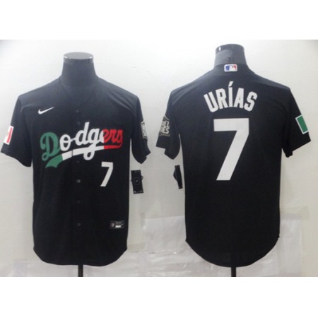 Men's Los Angeles Dodgers #7 Julio Urias Black Cool Base Stitched Baseball Jersey