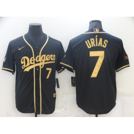 Men's Los Angeles Dodgers #7 Julio Urias Black Gold 2020 World Series Stitched Jersey