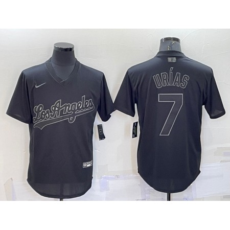 Men's Los Angeles Dodgers #7 Julio Urias Black Pitch Black Fashion Replica Stitched Jersey