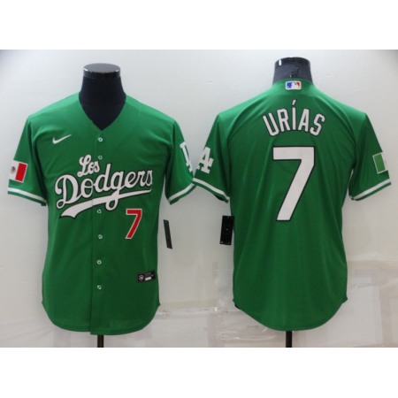 Men's Los Angeles Dodgers #7 Julio Urias Green Stitched Baseball Jersey