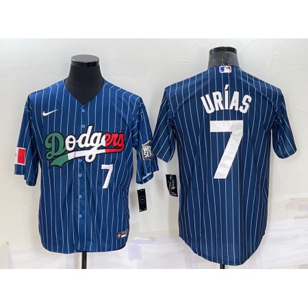 Men's Los Angeles Dodgers #7 Julio Urias Navy Mexico World Series Cool Base Stitched Baseball Jersey