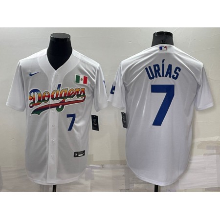 Men's Los Angeles Dodgers #7 Julio Urias White Cool Base Stitched Baseball Jersey