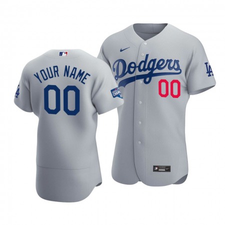 Men's Los Angeles Dodgers ACTIVE Player Grey 2020 World Series Champions Home Patch Flex Base Stitched Jersey