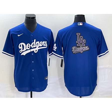 Men's Los Angeles Dodgers Blue Team Big Logo Cool Base Stitched Baseball Jersey