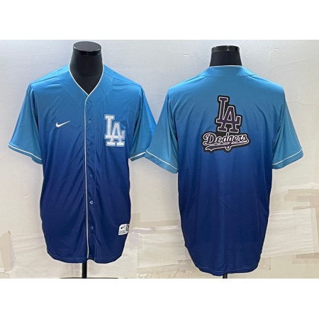 Men's Los Angeles Dodgers Blue Team Big Logo Cool Base Stitched Baseball Jersey