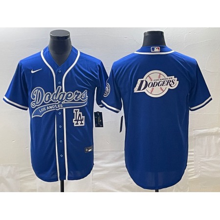 Men's Los Angeles Dodgers Blue Team Big Logo With Patch Cool Base Stitched Baseball Jersey