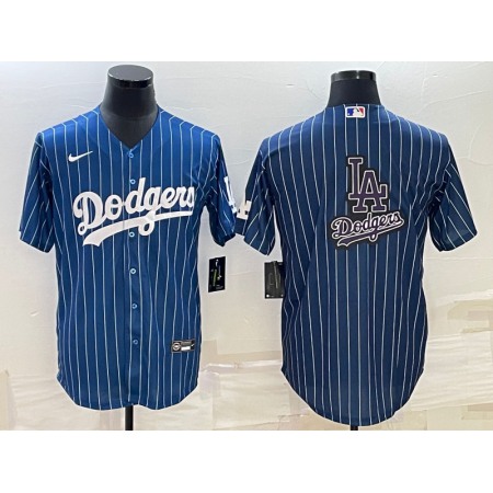 Men's Los Angeles Dodgers Navy Team Big Logo Cool Base Stitched Baseball Jersey