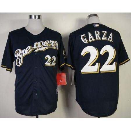 Brewers #22 Matt Garza Navy Blue Cool Base Stitched MLB Jersey