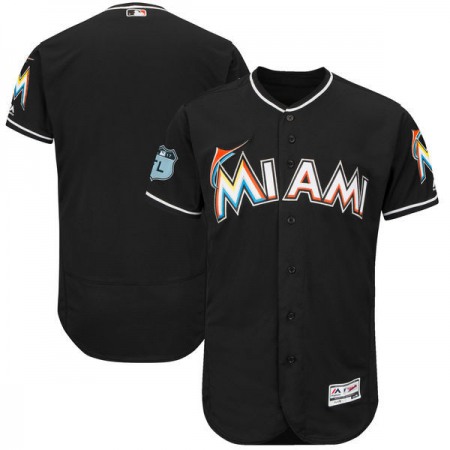 Men's Miami Marlins Majestic Black 2017 Spring Training Authentic Flex Base Team Stitched MLB Jersey