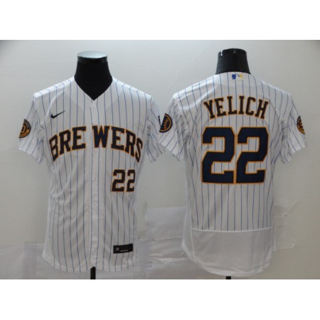 Men's Milwaukee Brewers #22 Christian Yelich White Flex Base Stitched MLB Jersey