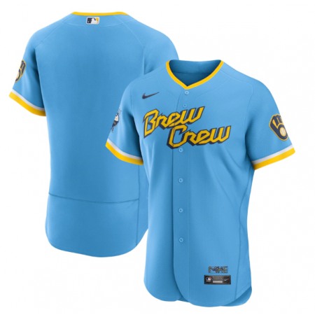 Men's Milwaukee Brewers Blank Powder Blue 2022 City Connect Flex Base Stitched MLB Jersey