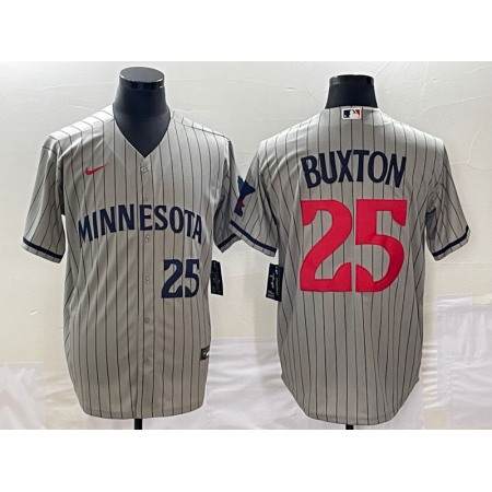 Men's Minnesota Twins #25 Byron Buxton Grey Cool Base Stitched Jersey