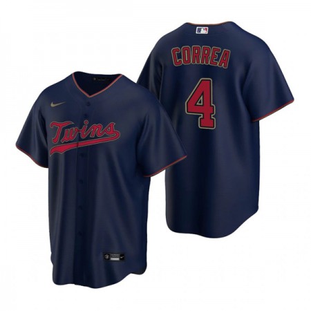 Men's Minnesota Twins #4 Carlos Correa Navy Cool Base Stitched Jersey