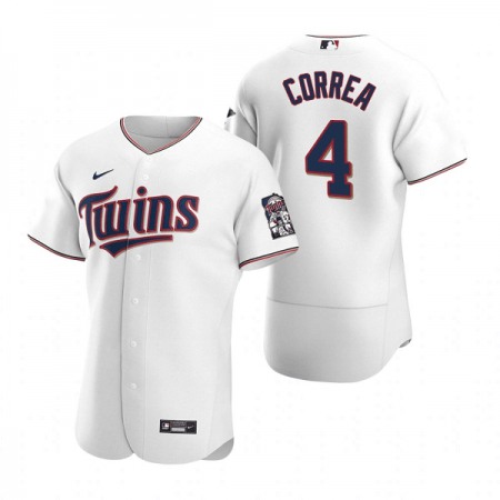 Men's Minnesota Twins #4 Carlos Correa White Flex Base Stitched Jersey