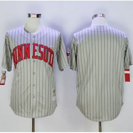 Mitchell And Ness Twins Blank Grey Strip Throwback Stitched MLB Jersey