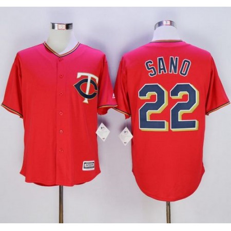 Twins #22 Miguel Sano Red New Cool Base Stitched MLB Jersey