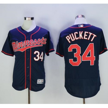 Twins #34 Kirby Puckett Navy Blue Flexbase Authentic Collection Stitched MLB Jersey