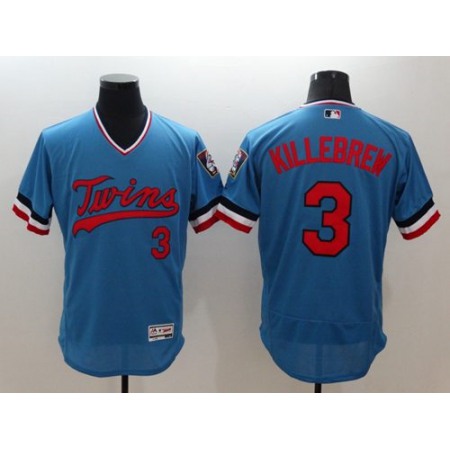 Twins #3 Harmon Killebrew Light Blue Flexbase Authentic Collection Cooperstown Stitched MLB Jersey