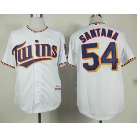 Twins #54 Ervin Santana White Home Cool Base Stitched MLB Jersey