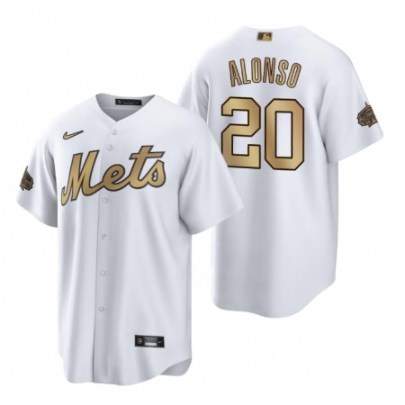 Men's New York Mets #20 Pete Alonso 2022 All-Star White Cool Base Stitched Baseball Jersey