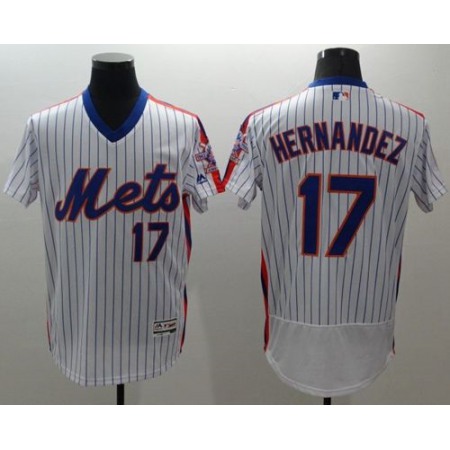 Mets #17 Keith Hernandez White(Blue Strip) Flexbase Authentic Collection Alternate Stitched MLB Jersey