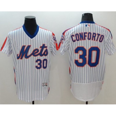 Mets #30 Michael Conforto White(Blue Strip) Flexbase Authentic Collection Alternate Stitched MLB Jersey