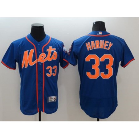 Mets #33 Matt Harvey Blue Flexbase Authentic Collection Stitched MLB Jersey