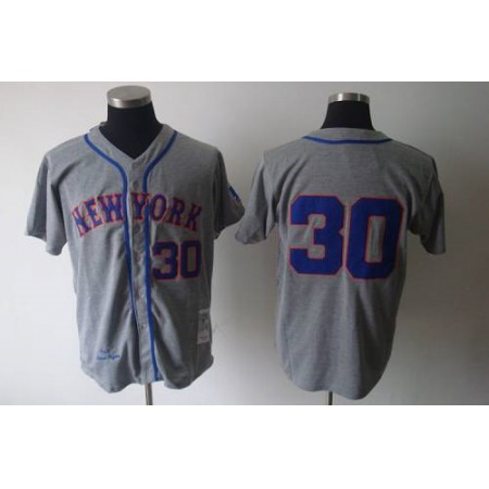 Mitchell and Ness 1969 Mets #30 Nolan Ryan Grey Stitched MLB Jersey