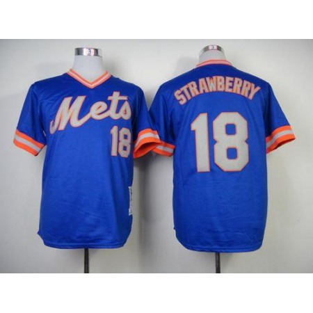 Mitchell and Ness 1983 Mets #18 Darryl Strawberry Blue Throwback Stitched MLB Jersey