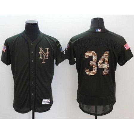 Mets #34 Noah Syndergaard Green Flexbase Authentic Collection Salute to Service Stitched MLB Jersey