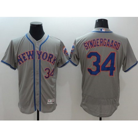 Mets #34 Noah Syndergaard Grey Flexbase Authentic Collection Stitched MLB Jersey