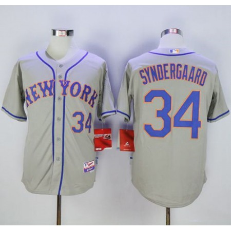 Mets #34 Noah Syndergaard Grey Road Cool Base Stitched MLB Jersey