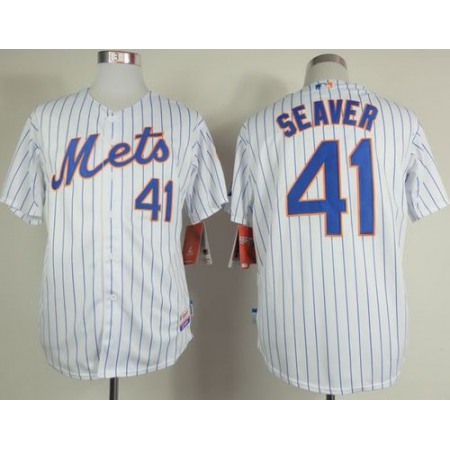 Mets #41 Tom Seaver White(Blue Strip) Home Cool Base Stitched MLB Jersey