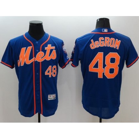 Mets #48 Jacob DeGrom Blue Flexbase Authentic Collection Stitched MLB Jersey