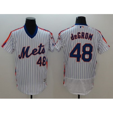 Mets #48 Jacob DeGrom White(Blue Strip) Flexbase Authentic Collection Alternate Stitched MLB Jersey