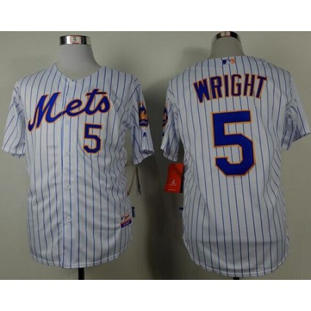 Mets #5 David Wright White(Blue Strip) Home Cool Base Stitched MLB Jersey