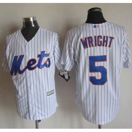 Mets #5 David Wright White(Blue Strip) New Cool Base Stitched MLB Jersey