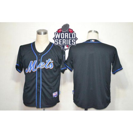 Mets Blank Black Alternate Cool Base W/2015 World Series Patch Stitched MLB Jersey