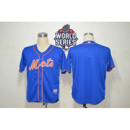 Mets Blank Blue Alternate Home Cool Base W/2015 World Series Patch Stitched MLB Jersey