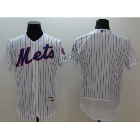 Mets Blank White(Blue Strip) Flexbase Authentic Collection Stitched MLB Jersey