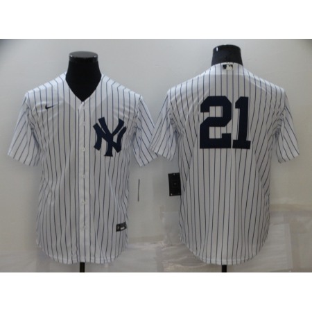 Men's New York Yankees #21 Paul O'Neill White Cool Base Stitched Baseball Jersey