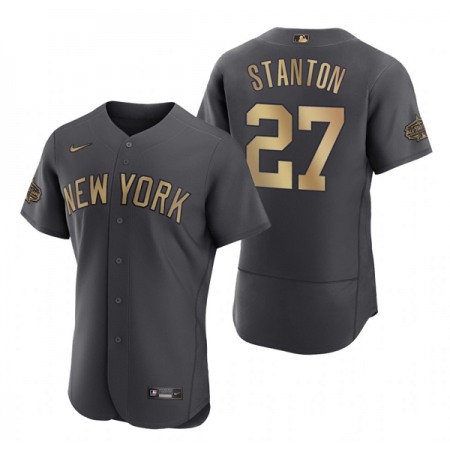 Men's New York Yankees #27 Giancarlo Stanton 2022 All-Star Charcoal Flex Base Stitched Baseball Jersey