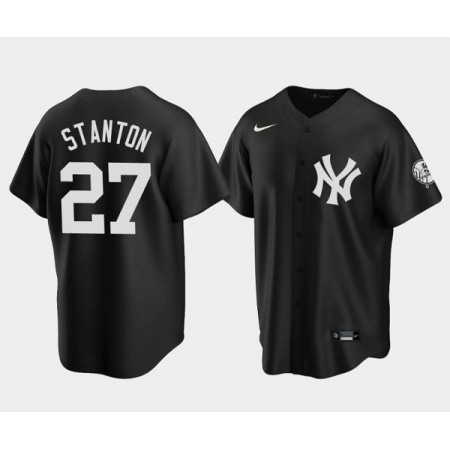 Men's New York Yankees #27 Giancarlo Stanton Black Cool Base Stitched Jersey