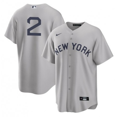 Men's New York Yankees #2 Derek Jeter 2021 Grey Field of Dreams Cool Base Stitched Baseball Jersey