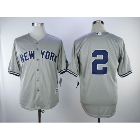 Men's New York Yankees #2 Derek Jeter Gray Cool Base Stitched MLB Jersey