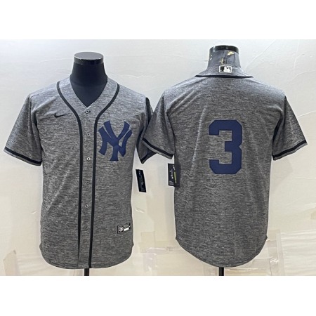 Men's New York Yankees #3 Babe Ruth Grey Stitched Jersey