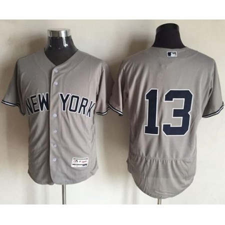 Yankees #13 Alex Rodriguez Grey Flexbase Authentic Collection Stitched MLB Jersey