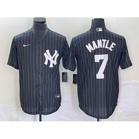 Men's New York Yankees #7 Mickey Mantle Black Cool Base Stitched Baseball Jersey